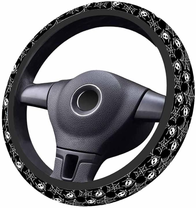 Spider Web Steering Wheel Cover Spider on The Web White Black Steering Wheel Cover for Women Men Anti-Slip Breathable Steering Wheel Protector Car Accessories
