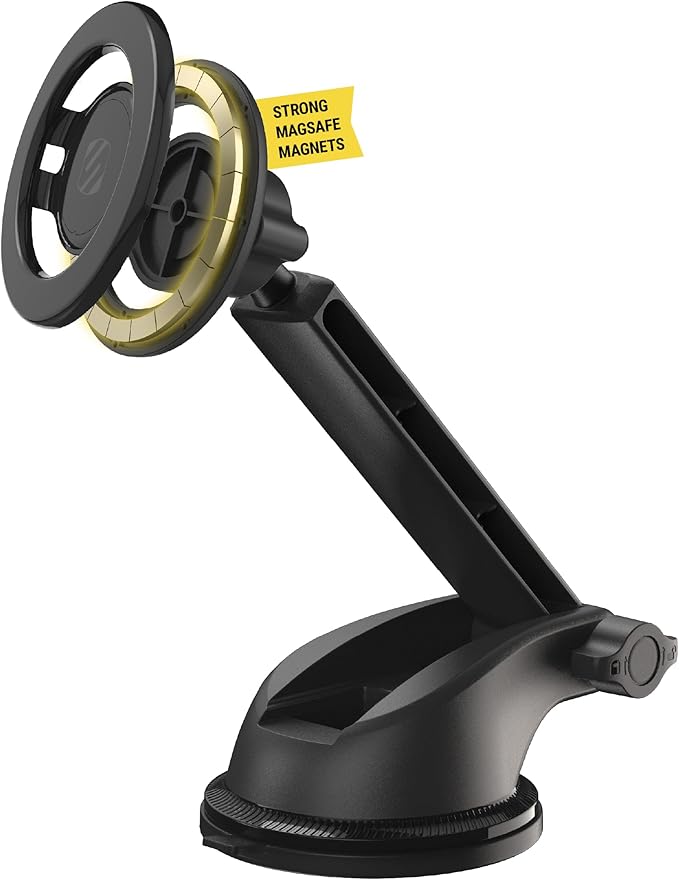 Scosche MagicMount SMSWDEX MagSafe Car Mount, Magnetic Phone Holder for Car Windshield/Dashboard, Suction Cup Phone Mount Compatible with iPhone 16 15 14 13 12 Pro Max Plus Mini Mag Safe Accessories