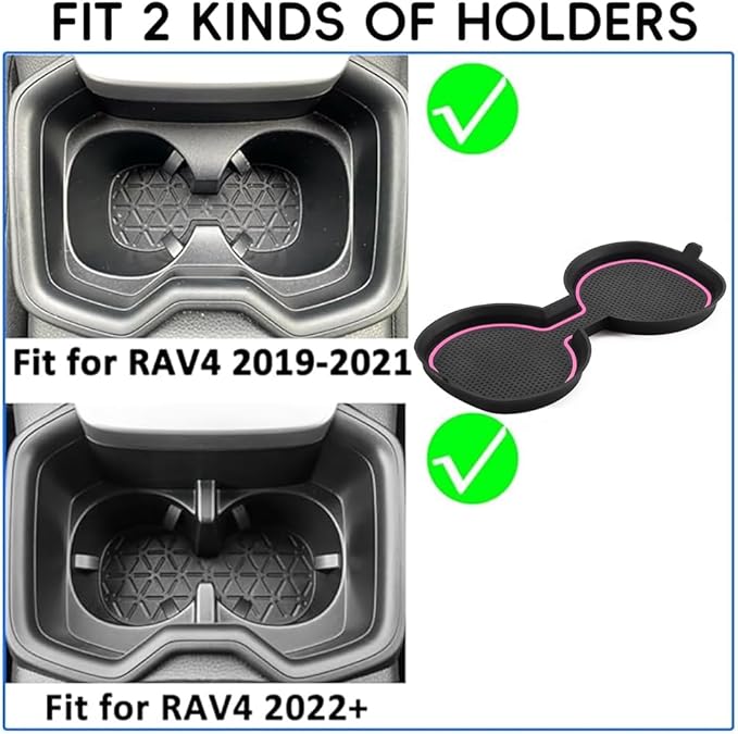 Auovo 3D Cup Holder Inserts for Toyota RAV4 Accessories 2025 2024 2023 2022 2021 2020 2019 Silicone Center Console Cup Holder Coaster Liner Mat Pad Interior Trims (Pink, 2pcs kit)