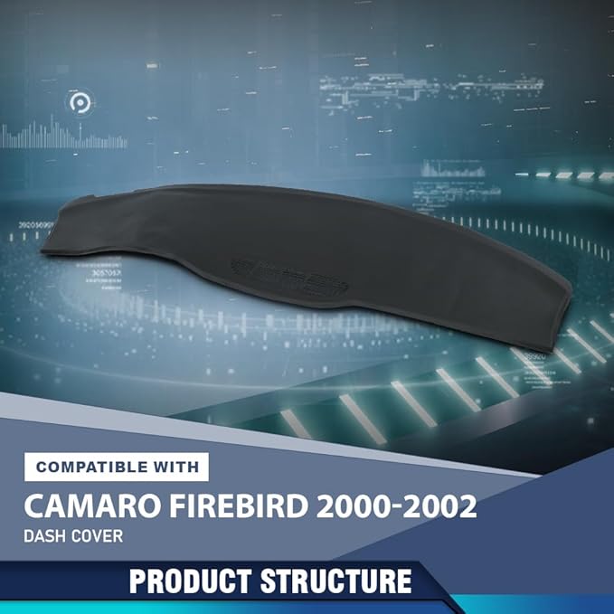 PIT66 Dash Cover Cap Compatible with Chevy Camaro Pontiac Firebird 2000 2001 2002 Dashboard Bezel Black Instrument Panel