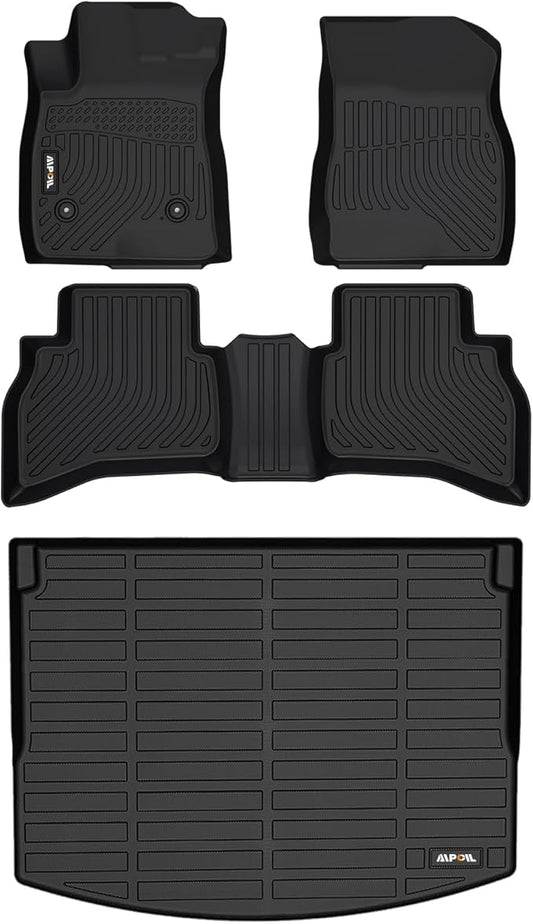 AIPOIL® Floor Mats & Cargo Liner Set for 2021-2025 2026 Chevy Chevrolet Trailblazer AWD (Only Fit Cargo in Upper Deck Position) All Weather TPE Car Full Set Custom Car Mats Accessories - Black