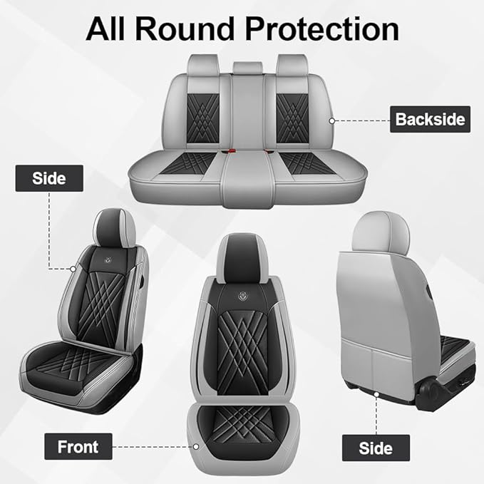Seat Covers Fit for Subaru Crosstrek 2016-2026 Nappa Leather Waterproof Breathable Car Seat Cover, Easy to Install Airbag Compatibility, Auto Interior Accessories(Full Set, Black Gray)