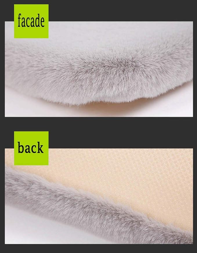 Winter Soft Warm Faux Rabbit Fur car seat Cushion,Universal fit Plush Front and Back Fuzzy car seat Pads Cushion Cover Protector - 1pcs (Back seat 1pcs,Gray)