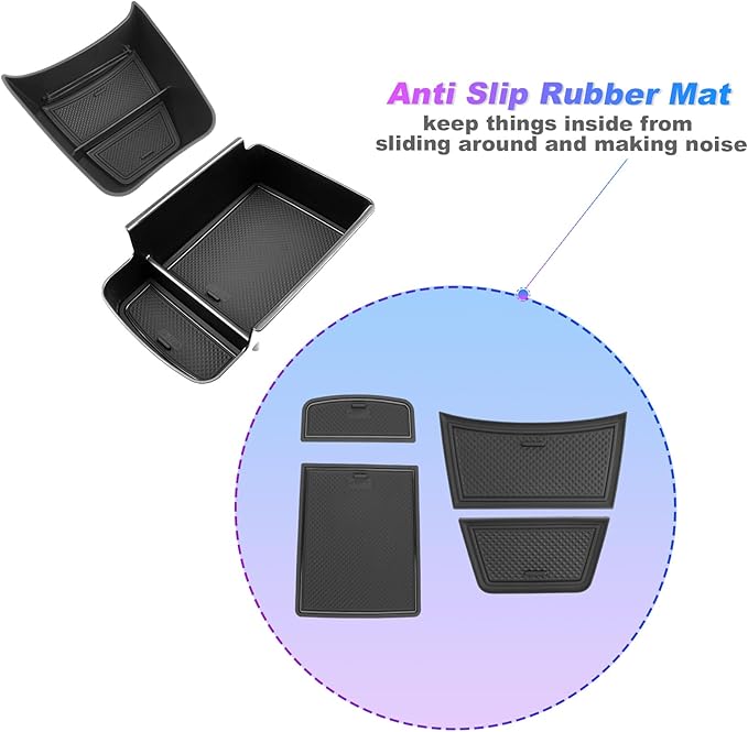 SXCY [2PCS for 2024 2025 Chevy Trax Center Console Organizer 2024 2025 Chevy Trax Accessories(LS LT 1RS 2RS ACTIV) Armrest Storage Box Console Tray for 2024 2025 Trax Console Organizer Black Mats