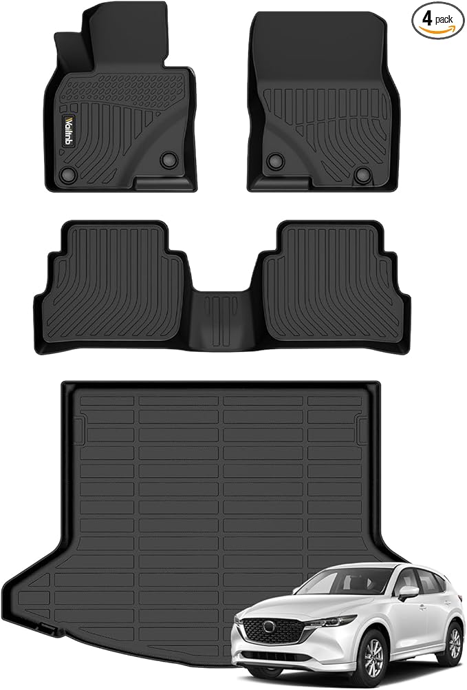 Wailtnb-Floor Mats & Cargo Liner for Mazda CX-5 2025 2024 2023 All Weather Custom Fit CX5 Guard Anti-Slip Trunk Mats fit for CX-5 2025-2023 Accessories for CX5 Black