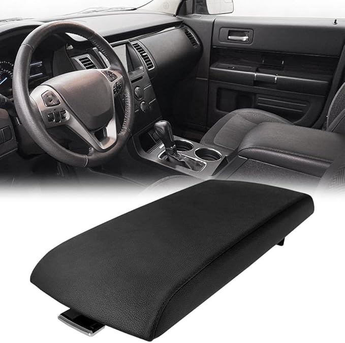 PIT66 Center Console LID, Compatible with Ford Flex 2013-2017, Armrest Cover, Black EA8Z7406024AB DA8Z7406024AC
