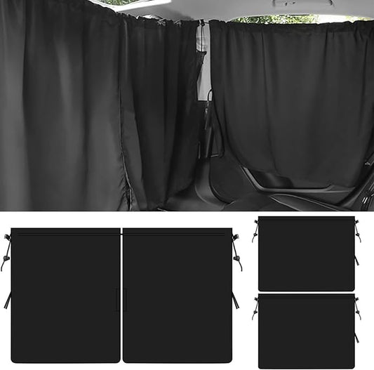 Car Divider Curtain,Set of 3 Car Window Shades,Light Blocking Fabric Rear Seat & Side Windows Divider Curtain Baby Shades,Wide Sedan SUV Sunshade Covers for Travel Camping Nap Sleeping