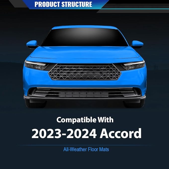 DOTCOM TPE Floor Mats Fit Honda Accord 2023 2024, All Weather Custom Fit Full Cover Protection 1st & 2nd Row Truck Mats Cargo Liner Accessories,alfombras para carro 3PCS