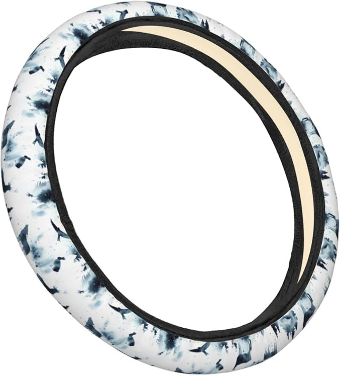 Dujiea Forest and Animals Elastic Stretch Steering Wheel Cover, Anti-Slip and Durable Car Steering Wheel Accessories for Women Men, 15 Inch Universal Fit Car, Truck, SUV