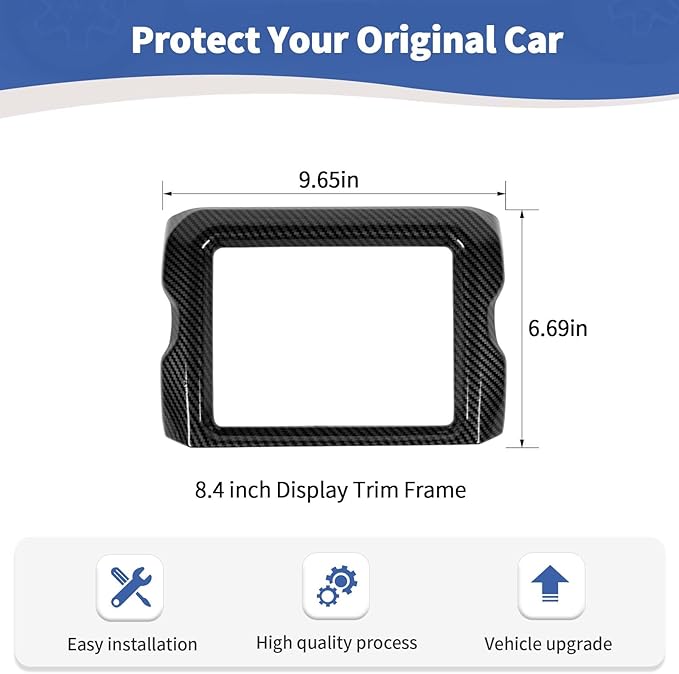 RT-TCZ for Jeep JL Center Console Radio Display Panel Trim Cover for Jeep Wrangler JL JLU Gladiator JT 2018-2023 Black Carbon Fiber Interior Accessories 8.4 inch