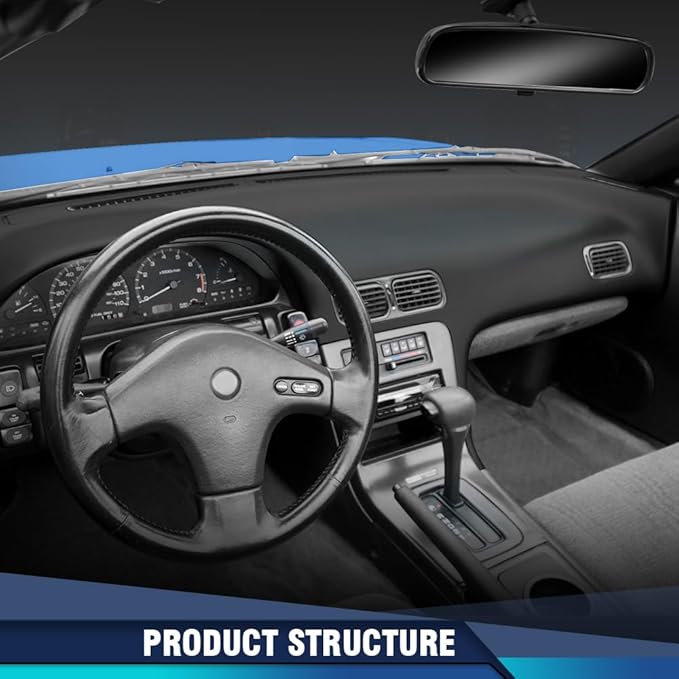 PIT66 Dash Cover Dashboard Bezel Compatible with Nissan 240SX 1989 1990 1991 1992 1993 1994 Without Heads Up Display Black Instrument Panel