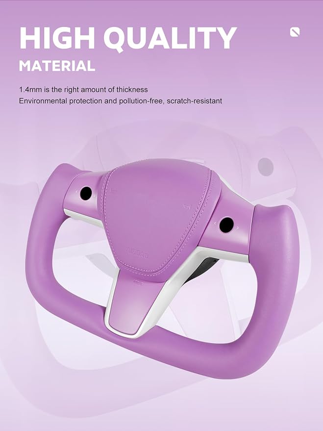ZIMABLUE Yoke Steering Wheel Upgrade Personalized Yoke Steering Wheel Nappa Leather with Heating Function Compatible with Tesla Model 3 Y 2018-2023 (Purple Nappa)