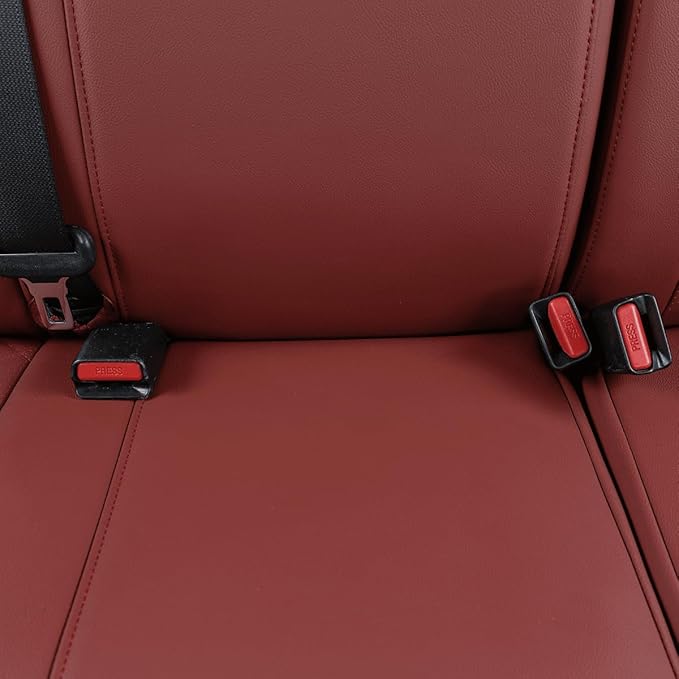 EKR Custom Fit Tacoma Front Car Seat Covers for Select Toyota Tacoma (Petrol & Hybrid) 2024 2025 2026 Double cab SR,SR5,TRD Sport,TRD Off-Road,Limited - Front Row Only,Leather (Burgundy)