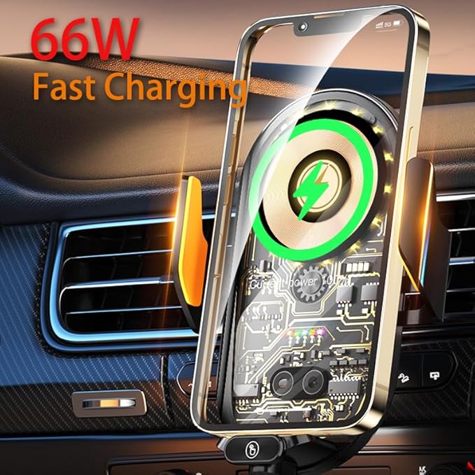 66W Super Fast Car Wireless Charger, Advanced Car Phone Holder When The Phone is Close to or Touched by a Finger, The Mount Will Automatically Open. Widely Applicable, 15W Car Wireless Charger.