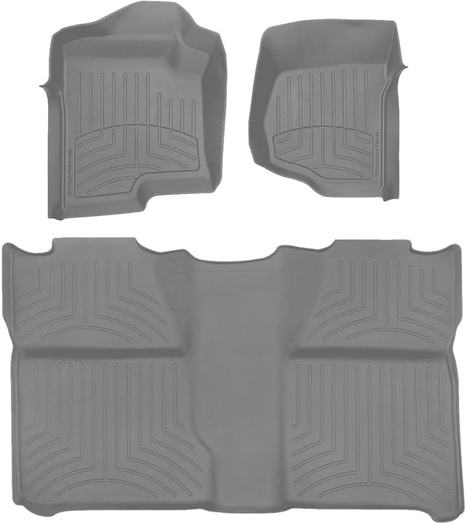 Weathertech FloorLiner HP Custom Fit Floor Mats for Chevrolet Silverado, Silverado 2500HD/3500HD, Silverado 1500-1st & 2nd Row (46066-1-0IM), Grey