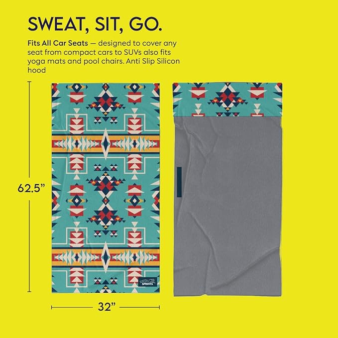 Sprints Athletic Running Towel, Full-Sized, Car Seat Cover - Performance Microfiber (Bohemian Nomad Noises)
