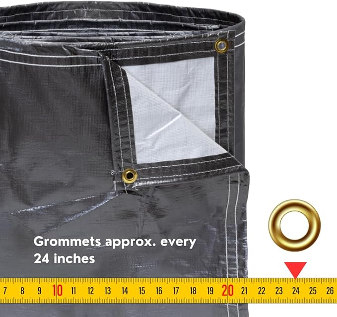 Tarps Heavy Duty Waterproof 20x35 FT, Extra Thick 12 Mil Large Tarps with Grommets and Reinforced Edges,UV Resistant,Tear&Fade Resistant, Silver/White Multipurpose Cover for Home Boats Cars Camping