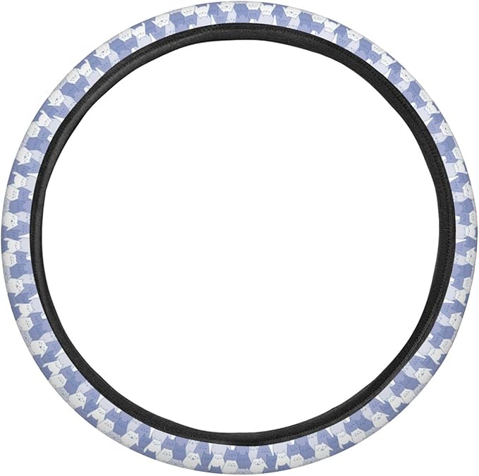 Dujiea Funny Doddle Cats Elastic Stretch Steering Wheel Cover, Anti-Slip and Durable Car Steering Wheel Accessories for Women Men, 15 Inch Universal Fit Car, Truck, SUV