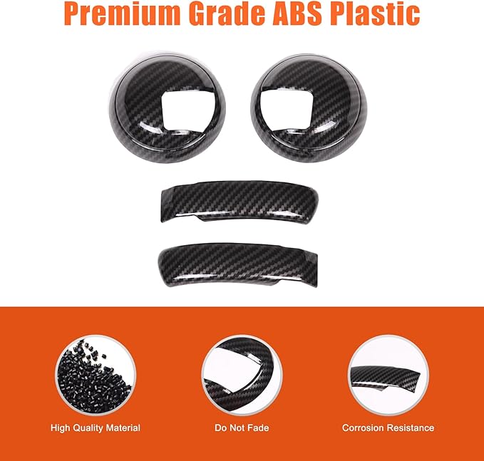 4PCS Inner Door Handles Cover Trim Compatible with Fiat 500/500 Abarth 2010-2024 Car Inner Door Handles Cover Protector Trim ABS Interior Decorative Cover Trim Sticker (Carbon Fiber Pattern)