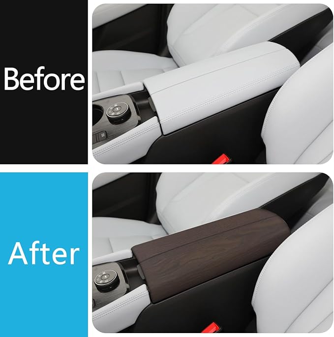 Auto Parts Compatible with Nissan New Rogue 2021 2022 2023 2024 2025Inner Center Console Armrest Box Cover Trim Protector Cap (Peach Wood) ABS 2PCS