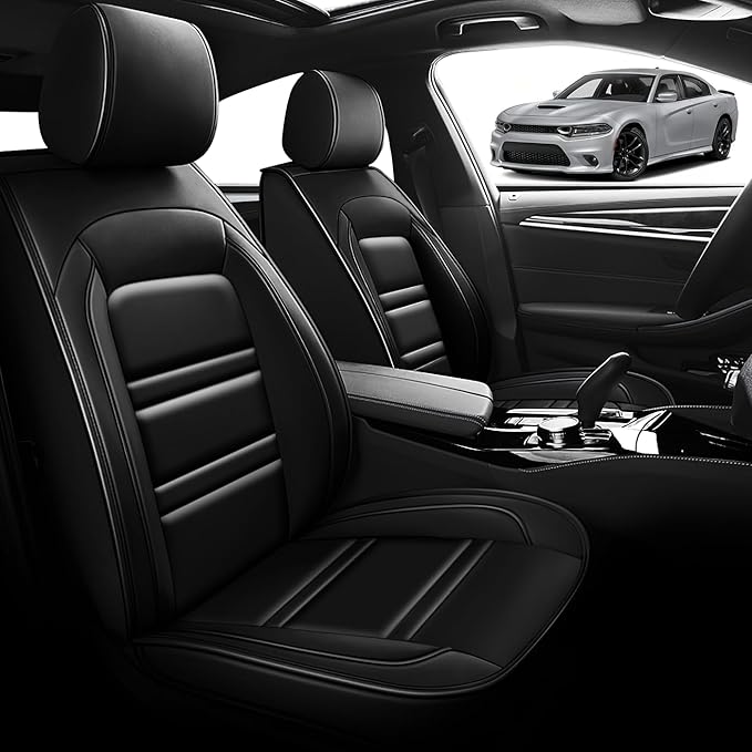Seat Cover for Dodge Charger 2006-2023 | Car Seat Covers Front Seats, Waterproof Seat Protectors, Automotive Front Seat Covers (Front Seat, Black)