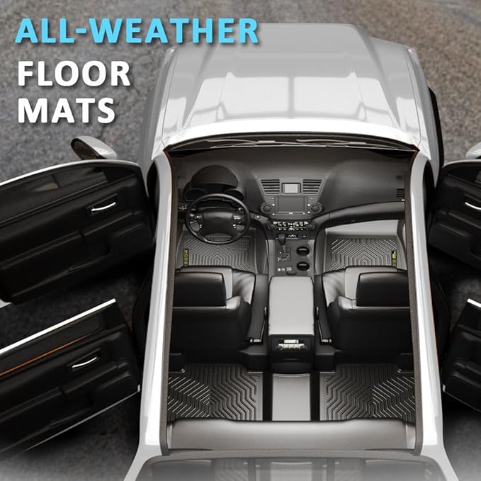Floor Mats Compatible with Tesla Model Y 2020-2024 5 seat (Not for 7 Seat) TPE 6PCS Cargo Liners All Weather Automotive Liners Accessories