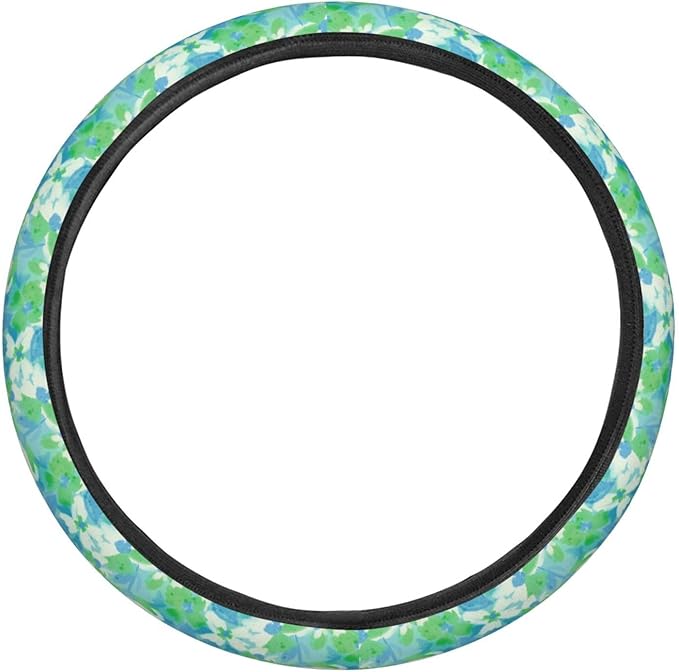 Dujiea Botanical Flowers and Leaves Elastic Stretch Steering Wheel Cover, Anti-Slip and Durable Car Steering Wheel Accessories for Women Men, 15 Inch Universal Fit Car, Truck, SUV