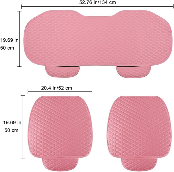 West Llama Pu Leather Car Seat Bottom Covers Protectors Include 1 Pair Front Driver Seat Pad Mat and 1 Rear Bench Cover Universal Fit 90% Vehicles,Pink