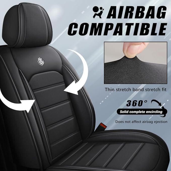 for Toyota Highlander 2006-2026 Seat Covers,Waterproof,Abrasion-Resistant PU Leather 2PCS Front Seat Cover(Classic Black)