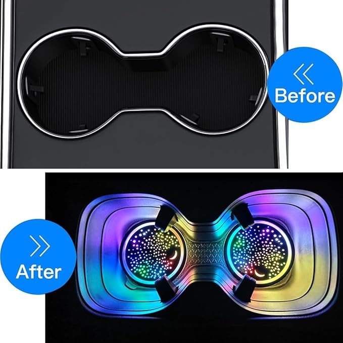 2 Pcs LED Car Cup Holder Lights,USB Charging Car Coasters,7 Colors Luminescent Light Cup Pad,Luminescent Cup Pad Interior Atmosphere Lamp Decoration Light (Starry Sky)