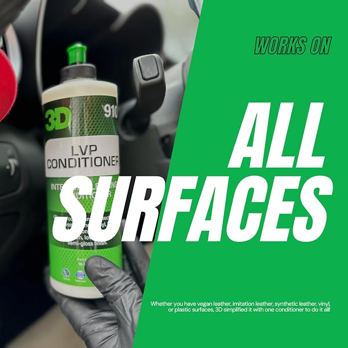 3D Leather, Vinyl & Plastic Conditioner | Restores, Conditions & Protects Car Interiors | Non-Greasy UV Protection for Seats, Steering Wheels, & Trim |16 oz