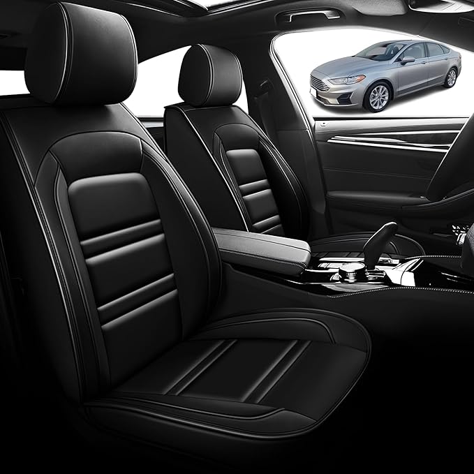 Seat Cover for Ford Fusion 2006-2020 | Car Seat Covers Front Seats, Waterproof Seat Protectors, Automotive Front Seat Covers (Front Seat, Black)