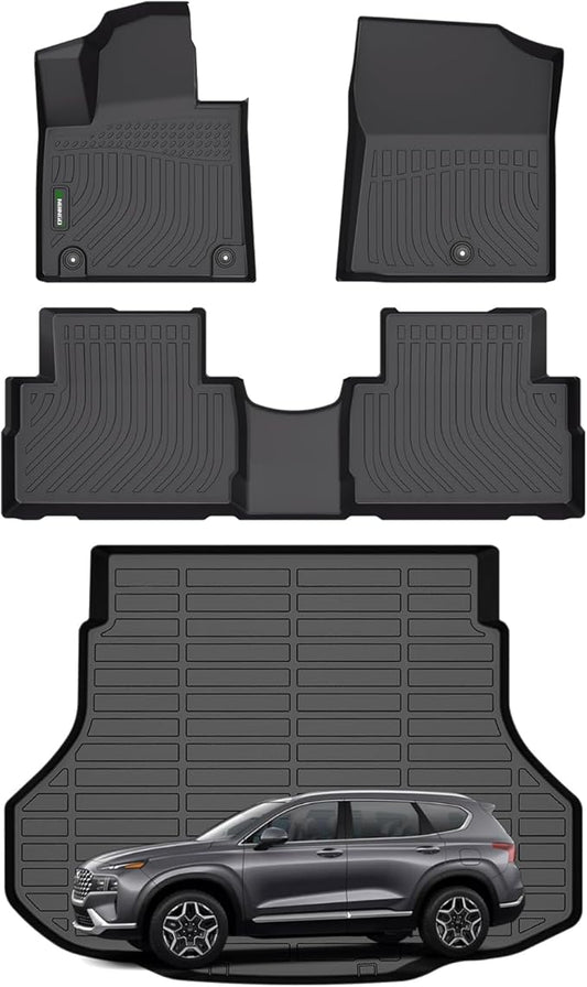 ANBINGO®Floor Mats & Cargo Liner Fit for 2021-2023 Santa FE(Only Gas), All Weather Floor Mats Fit for Santa FE Full Set Floor Liners for Santa FE