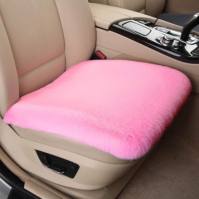 Winter Soft Warm Faux Rabbit Fur car seat Cushion,Universal fit Plush Front and Back Fuzzy car seat Pads Cushion Cover Protector - 1pcs (Front seat 1pcs,Pink)