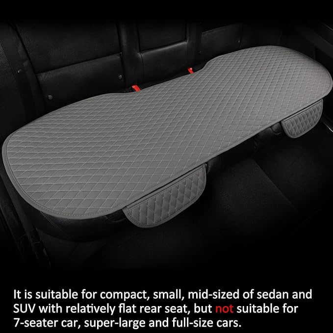 West Llama Pu Leather Car Seat Bottom Covers Protectors Include 1 Pair Front Driver Seat Pad Mat and 1 Rear Bench Cover Universal Fit 90% Vehicles,Gray