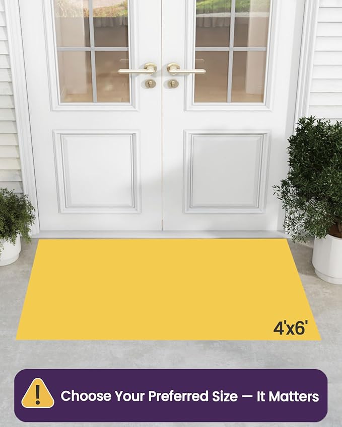 DEXI Front Door Mat Outside Entrance, 4x6 ft Rubber Entry Doormat Heavy Duty, Welcome Mats Non Slip for Inside House Floor Entryway Back Doors Exterior Patio, Diamond Brown