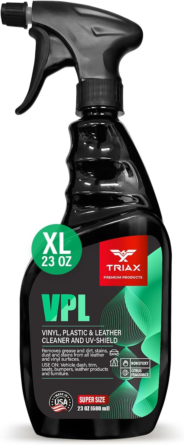 Triax Vinyl, Plastic & Leather VPL Premium Cleaner with UV Shield, Leather Scent (23 Ounce)