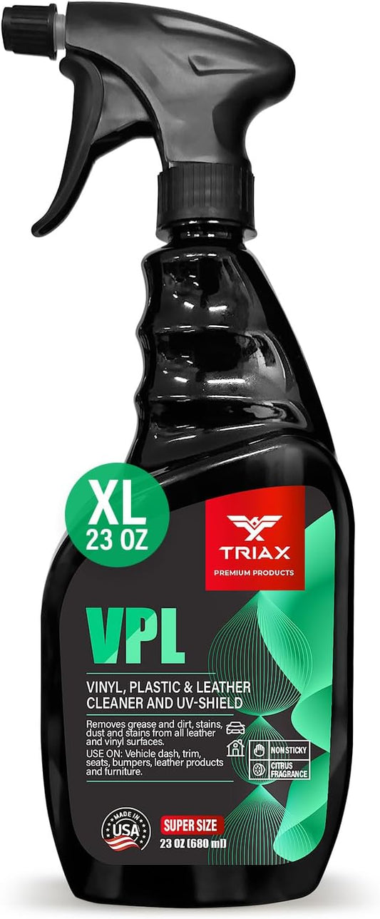 Triax Vinyl, Plastic & Leather VPL Premium Cleaner with UV Shield, Leather Scent (23 Ounce)