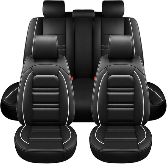 Seat Covers for kia Telluride 2020-2025 | 5-Seats Leather Seat Covers, Easy to Install Automotive Seat Covers Full Set (Full Set, Black&White Line)