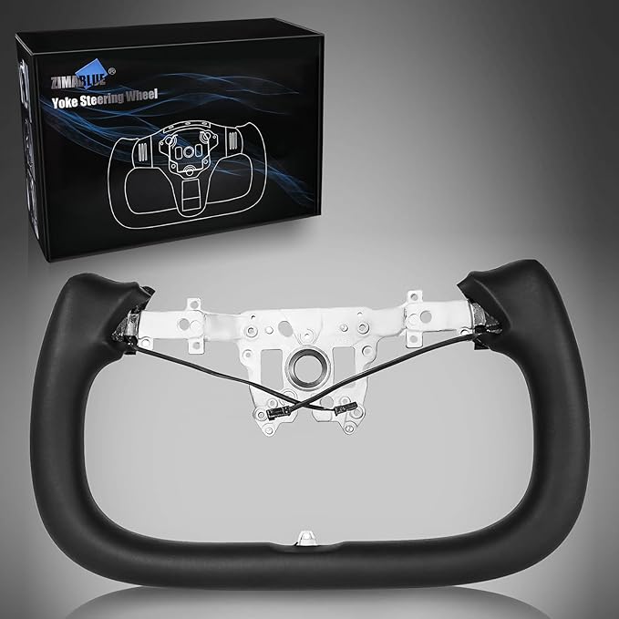 ZIMABLUE Yoke Steering Wheel For Tesla Model 3 Highland Accessories 2024 2025, Black Nappa Leather Without Front Trim for Tesla Model 3 Highland 2024-2025 With Heating Function