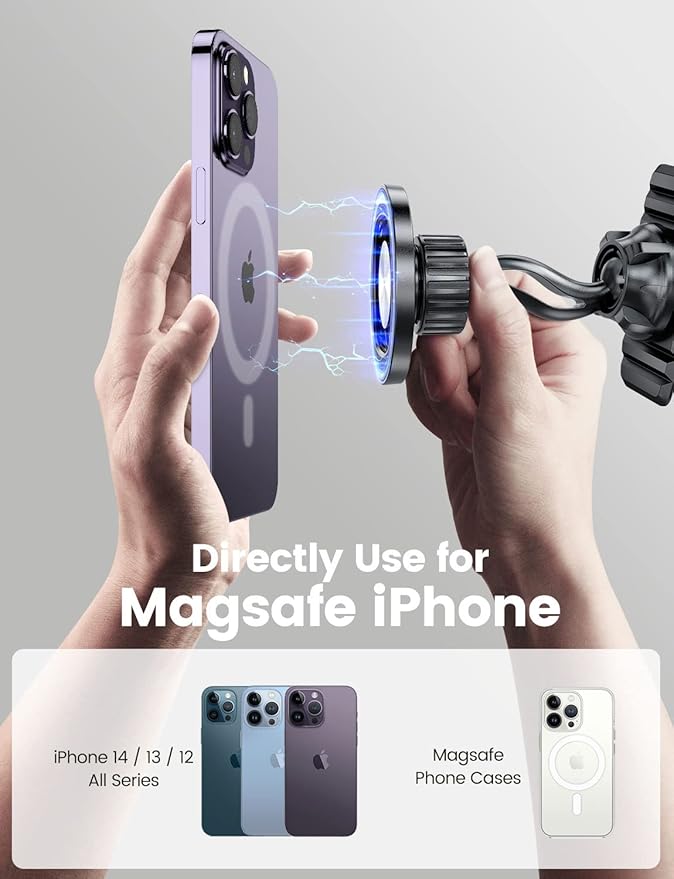 eSamcore Magnetic Phone Holder for Car, iPhone MagSafe Car Mount Strong Phone Magnet for Car Dashboard Cell Phone Holders for Your Car Fits Mag Safe iPhone 16/15/ 14/13 Pro Max Mini