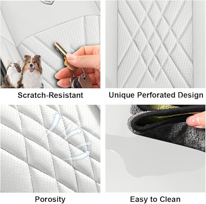 Seat Covers Fit for Toyota Corolla 2015-2026 Leather Car Seat Cover, Stylish Waterproof Breathable Easy to Install Airbag Compatibility, Auto Interior Accessories(5 Seat,Black White)