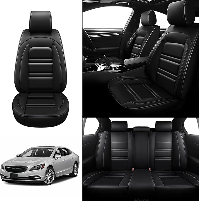 Seat Covers for Buick Lacrosse 2005-2019 | 5-Seats Leather Seat Covers, Easy to Install Automotive Seat Covers Full Set (Full Set, Black)