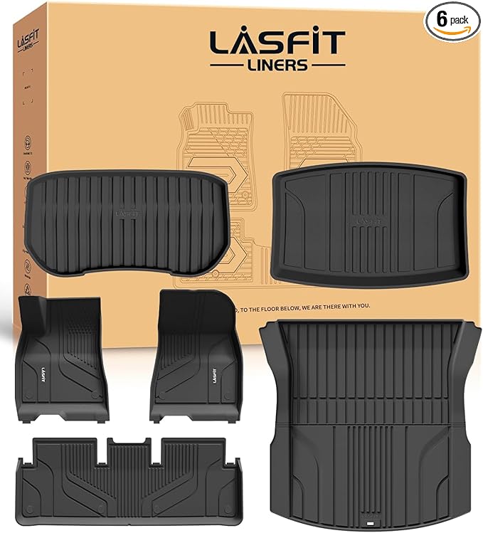 LASFIT Premium Extra Thick Floor Mats for Tesla Model 3 Highland 2024 2025 Custom Fit TPE All Weather Model 3 Interior Accessories Cargo Liner Front Rear Trunk Mat Full Set Car Mats 6 PCS