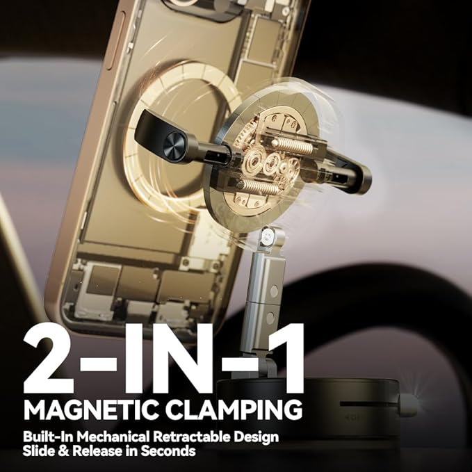 Universal Phone Holder for Car/Dashboard/Desk Adjustable & Foldable Phone Stand Compatible with Magnetic & Non-Magnetic Phones (All Phones 4-7") (White)