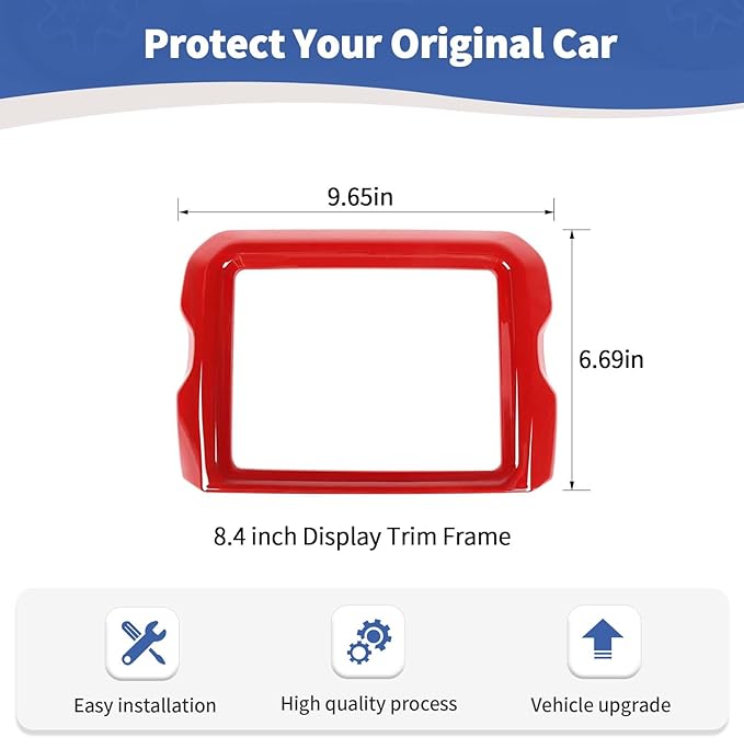 RT-TCZ for Jeep JL Center Console Radio Display Panel Trim Cover for Jeep Wrangler JL JLU Gladiator JT 2018-2023 Red Interior Accessories 8.4 inch