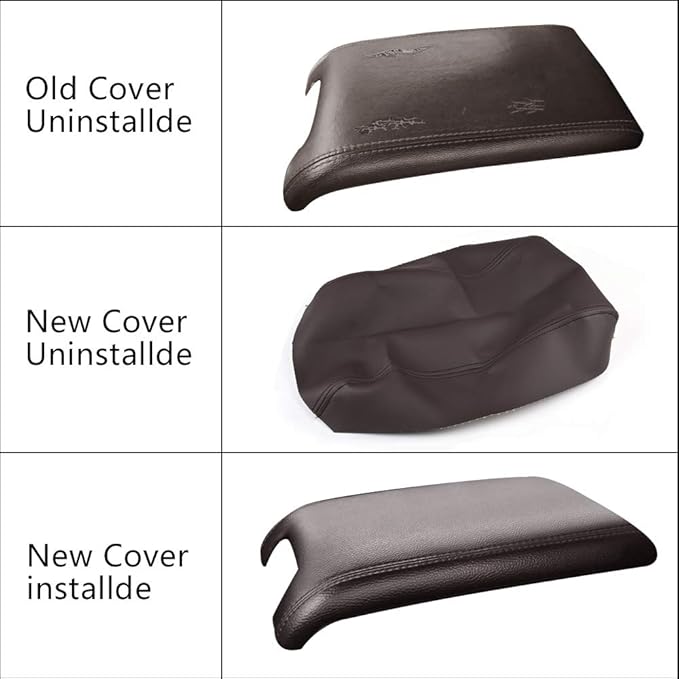 PIT66 Armrest Lid Cover, Compatible with Ford F150 Platinum Edition Crew-Cab, 3.5L, 5.0L, 6.2L 2009-2012 Center Console Armrest Top Lid Leather