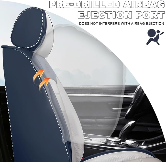 5 Seat Covers Fit for Acura Integra 2023-2026, Waterproof Premium Leather Automotive Accessories Seat Protectors Seat Cushions Wear-Resistant Car Seat Covers(Blue&White,Full Deluxe)