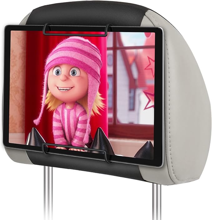 WONNIE Upgrade Tablet Holder for Car, Car Headrest Mount Holder for Back Seat, Car Tablet Mount for Kids with Silicone Strap & Anti-Slip Holding Clamps, Fits All 10-12.9" Tablets