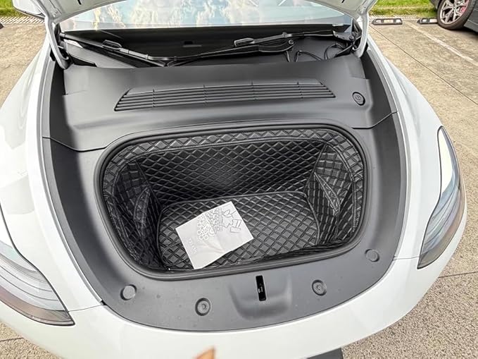 Tesla Model Y 2020-2025(Non for 2026 Model Y) Frunk Mats Front Trunk Mat Frunk Organizer Leather All-Weather Full Coverage Tesla Model Y Accessories
